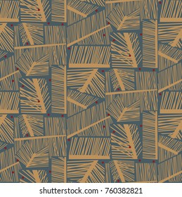 Christmas and New Year pattern with branches. Vector Christmas background. Ornamental, traditional, simple. Cute print  pine branches in scandinavian style. New Year color,winter, fairy tale, holiday.