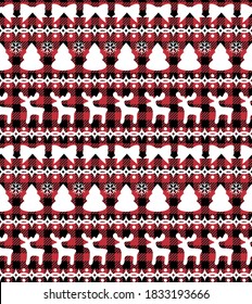 Christmas and New Year pattern at Buffalo Plaid. Festive background for design and print