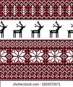 Patrón de Navidad y Año Nuevo en Buffalo Plaid. Fondo festivo para diseño e impresión