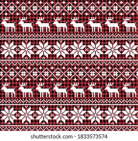 Christmas and New Year pattern at Buffalo Plaid. Festive background for design and print esp