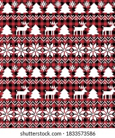 Christmas and New Year pattern at Buffalo Plaid. Festive background for design and print esp