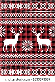 Patrón de Navidad y Año Nuevo en Buffalo Plaid. Fondo festivo para diseño e impresión