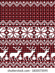Christmas and New Year pattern at Buffalo Plaid. Festive background for design and print esp
