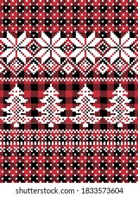 Christmas and New Year pattern at Buffalo Plaid. Festive background for design and print esp