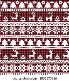 Christmas and New Year pattern at Buffalo Plaid. Festive background for design and print esp