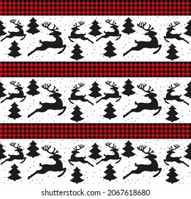 Weihnachten- und Neujahrsmuster bei Buffalo Plaid. Festlicher Hintergrund für Design und Druck 