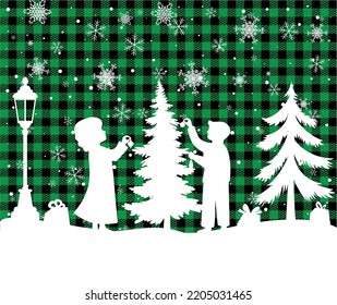 Christmas and New Year pattern at Buffalo Plaid. Festive background for design and print