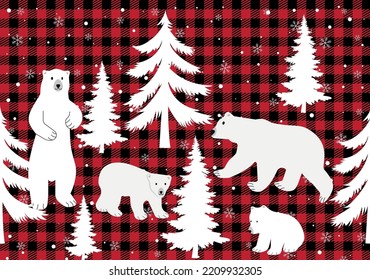 Christmas and New Year pattern at Buffalo Plaid. Festive background for design and print