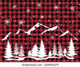 Christmas and New Year pattern at Buffalo Plaid. Festive background for design and print