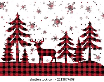 Christmas and New Year pattern at Buffalo Plaid. Festive background for design and print