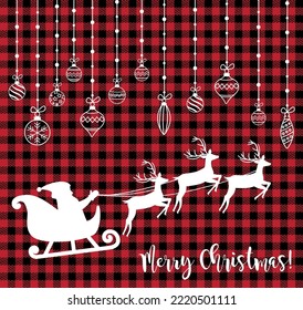 Christmas and New Year pattern at Buffalo Plaid. Festive background for design and print