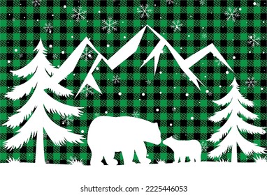 Christmas and New Year pattern at Buffalo Plaid. Festive background for design and print