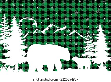 Christmas and New Year pattern at Buffalo Plaid. Festive background for design and print
