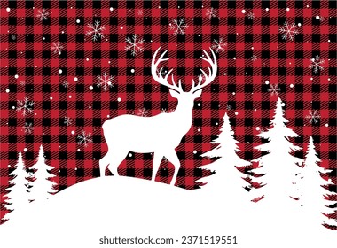 Christmas and New Year pattern at Buffalo Plaid. Festive background for design and print