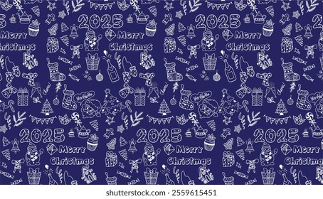Christmas and New Year Pattern | Festive Dark Blue Design