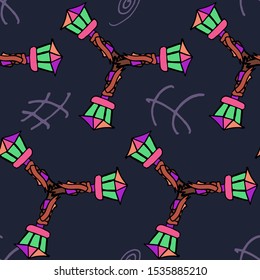 Christmas / New Year сute pattern with a flashlight. Good for printing on clothes.