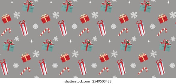 Weihnachten Neujahr Muster. Ideal für Geschenkverpackungen, saisonale Dekoration und digitale Projekte. Flaches Vektordesign. Probe in Proben.