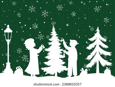 Christmas and New Year pattern knitted Plaid. Festive background for design and print