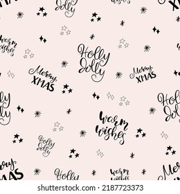 Christmas and New Year pattern made lettering elements. Holly Jolly, Merry Christmas.