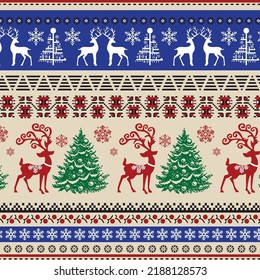 Christmas and New Year pattern, noel tree, elegance deer design