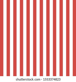 Christmas and new year pattern of repetitive vertical strips of red and white color. Red and white vertical stripes background. Seamless texture background. Vector illustration
