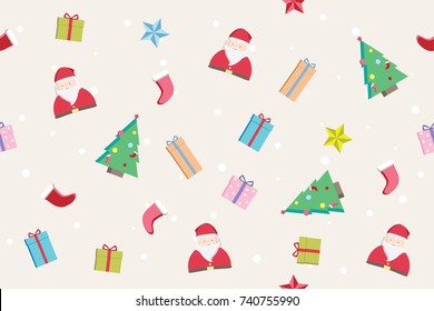 Christmas and New year pattern seamless background, flat minimal style vector illustration