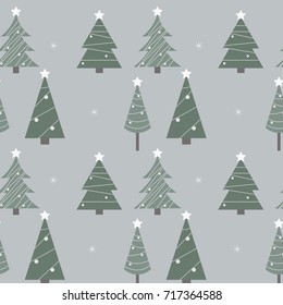 Christmas and New Year pattern with a Christmas tree. Holiday seamless background.