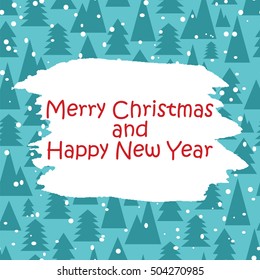 Christmas and New Year  pattern with Christmas trees and snowflakes on a blue background.Pattern with Christmas trees for your design