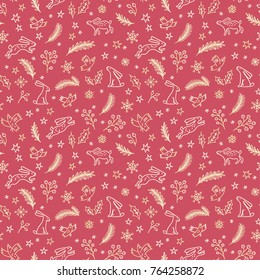 Christmas and New Year pattern for wrapping paper.