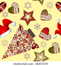 Christmas and new year pattern.christmas elements on a colored background