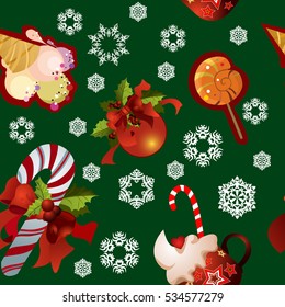 Christmas and new year pattern.christmas elements on a colored background
