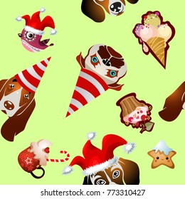 Christmas and new year pattern.christmas elements on a colored background