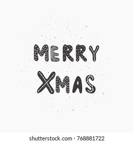 Christmas and New Year phrase. Merry Xmas. Handwritten modern lettering for cards, posters, t-shirts, etc. 