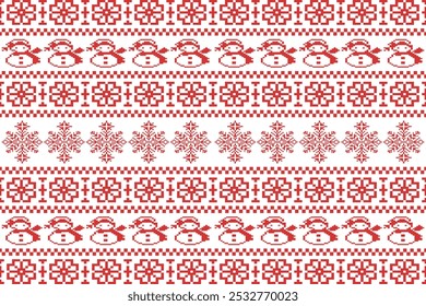 Christmas and New Year pixel art pattern in white and green with Nordic snowflakes for winter hats.Christmas Tree pattern design for fashion textiles,knitwear,graphic,carpet,wallpaper,sweater,scarf