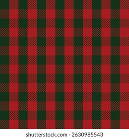 Christmas and New Year plaid. Scottish red and green checkered pattern. The Scottish cage. Traditional checkered background. Seamless fabric texture.