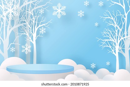 Christmas and New Year podium background vector design 3d products or show cosmetic product display. stage pedestal or platform. winter christmas red background.