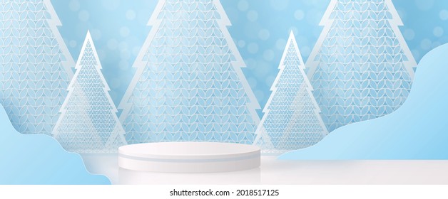 Christmas and New Year podium background vector design 3d products or show cosmetic product display. stage pedestal or platform. winter christmas red background.