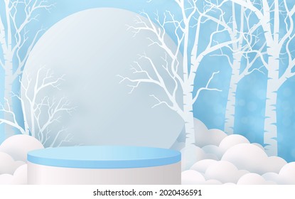 Christmas and New Year podium background vector design 3d products or show cosmetic product display. stage pedestal or platform. winter christmas red background.