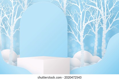 Christmas and New Year podium background vector design 3d products or show cosmetic product display. stage pedestal or platform. winter christmas red background.