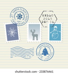 Christmas And New Year Postage Stamps Set