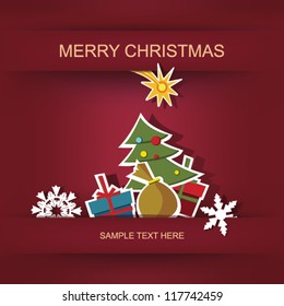Christmas and New Year. Postcard and applique. vector