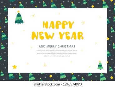 Christmas and New year postcard. Holiday postcard template. Holiday letter concept