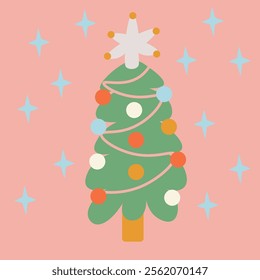 Christmas and New Year postcards in shape retro style in vector. Templates for backdrop background banner design