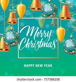 Christmas and New Year Poster with Balls