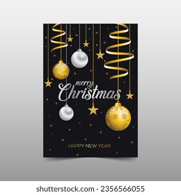 Christmas and New Year poster flyer template design