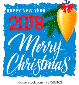 Christmas, New Year Poster with Ornament