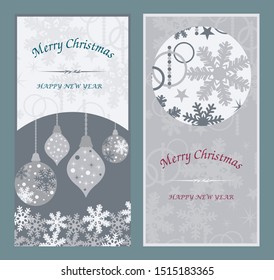 Christmas and New Year posters set. Vector illustration. Winter holiday 