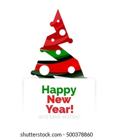Christmas and New Year promotion banner design. Geometric design winter elements with copyspace