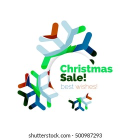 Christmas and New Year promotion banner design. Geometric design winter elements with copyspace
