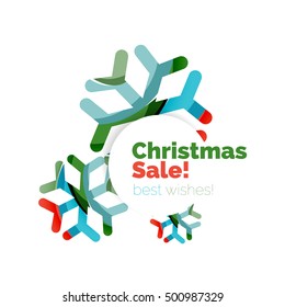 Christmas and New Year promotion banner design. Geometric design winter elements with copyspace